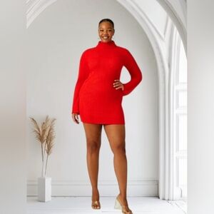 Red Ribbed Knit Mini Dress NEW WITH TAGS PLUS SIZE 4XL